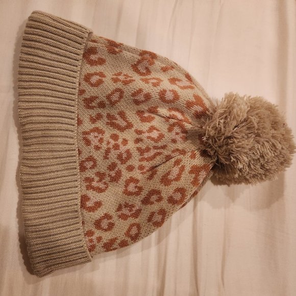 Women's Tan Leopard Cheetah Print Beanie - Picture 4 of 4